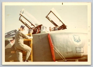 VTG 1971 Photo of a Pilot climbing into a F-4 Phantom II at an Airshow - Picture 1 of 2