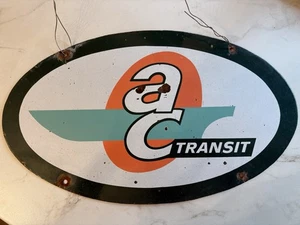 RARE 1960s-70s VINTAGE ORIGINAL PORCELAIN 18” OVAL A/C TRANSIT BUS SIGN 👀LQQK👀 - Picture 1 of 11