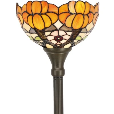 Luminária de chão Tiffany Torchiere vitral de canto 10X1... - Imagem 1 de 4