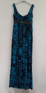 MAXI ABITO VINTAGE RARO FIRETRAP HENNLEY TAGLIA MEDIA (12-14) VERDE ACQUA/NERO OMAGGIO P&P - Foto 1 di 12