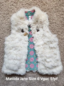 Matilda Jane Once Upon A Time Clear Day Reversible Faux Fur Vest Girls Size 6 - Picture 1 of 3