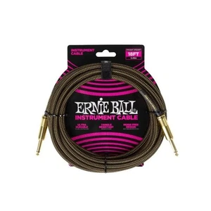 BROWN w GOLD ENDS 18' PAY DIRT BRAIDED INST. CABLE ERNIE BALL 6432 ST/STRAIGHT - Picture 1 of 7