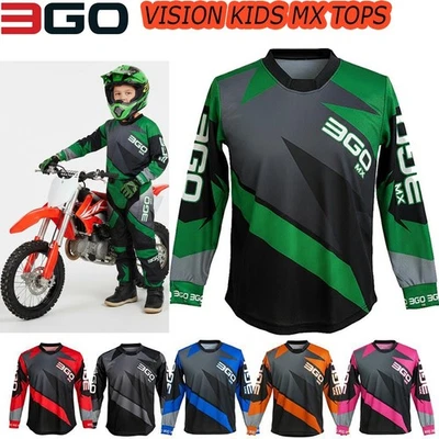 KIDS MOTOCROSS JERSEY OFF ROAD TOPS QUAD KART MTB DIRT BIKE 3GO MX RACE SHIRTS - Image 1 of 4