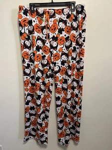 Hello Kitty by Sanrio Halloween Women's Large Black Cat Pumpkin Pajamas PJ's - Picture 1 of 7