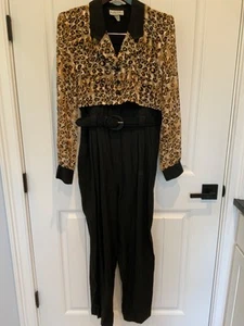 Vintage Herren Größe 10 Schwarz Langarm Transparent Oberteil Kragen Hose Overall - Bild 1 von 7