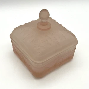 Caja de platos cubierta de vidrio vintage Tiara Indiana abeja colmena rosa satinado esmerilado - Imagen 1 de 10