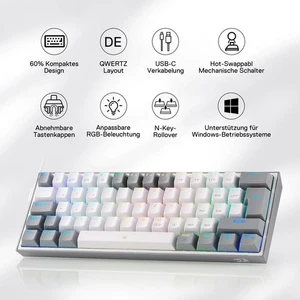 Redragon K617 Fizz 60% Wired RGB, 61 Keys Hot-Swap Compact Mechanical Keyboard - Picture 1 of 7