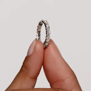 Engagement Eternity Band 18K White Gold 3 mm Baguette Diamond 1.25 Ct Lab Grown - Picture 1 of 13