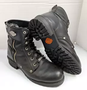 Botas de motocicleta Harley Davidson para hombre de cuero 10,5 cremallera lateral logotipo estilo 95203 - Imagen 1 de 22