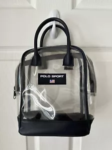 Vintage 90s Polo Sport Ralph Lauren Clear Transparent Vinyl Purse Bag Blue RARE - Picture 1 of 8