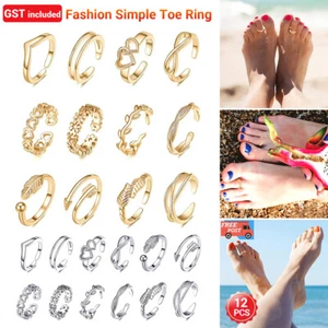 NEW 12Pcs/set Fashion Simple Toe Ring Adjustable Foot Beach Jewelry - Picture 1 of 17