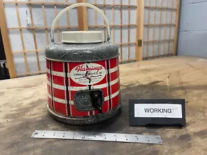 Flamingo Fiberglass Insulated Jug Front Spout red black plaid 1950's Poloron - Picture 1 of 7