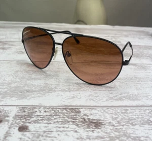 Vintage 1980 Aviator Serengeti Drivers black frame orange red lense sunglasses - Picture 1 of 11