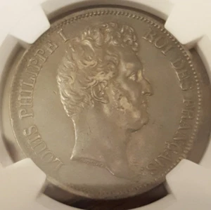 1831 B France 5 Francs      Bald Head      NGC AU50 only 5 graded  - Picture 1 of 3