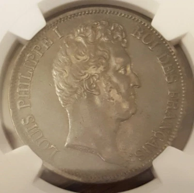 1831 B Francia 5 francos cabeza calva NGC AU50 solo 5 grados  Foto 1 de 3