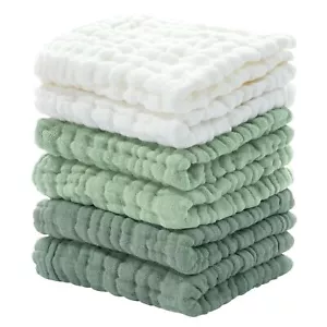 Baby Washcloths, Muslin Burp Cloths, Soft & Absorbent, 6 Pack, 12x12 Inches - Picture 1 of 7