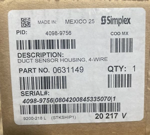 SIMPLEX 4 WIRE DUCT SENSOR HOUSING W/RELAY 4098-9756 PART NO. 0631149 - Picture 1 of 3