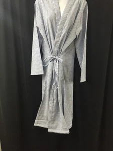 Brand New ENCOMPASS Lightweight Seersucker Dressing Robe Blue/White Large w/Tie - Picture 1 of 5