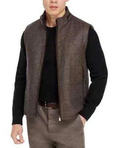 Corneliani L42407 Brown Regular Fit Wool & Cashmere Twill Vest Size 54 7R - Picture 1 of 3