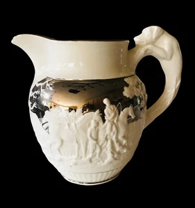 Vtg Rare + Unique Wedgewood Porcelain Relief Pitcher English Hunt W/ Hounds - Picture 1 of 8