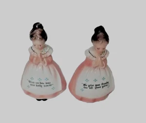 Salt And Pepper Shakers Ceramic Angel Pink Enesco Brand - Picture 1 of 6