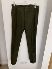 Mens Incotex Skin Fit Khaki Green Trousers - UK 36