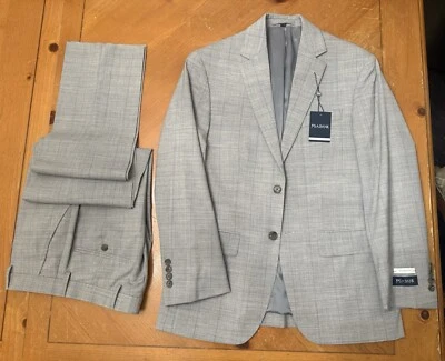 Jos. A. Bank 36S (30 W)  Wool Blend Suit  Pants + Jacket, Tan + Blue Windowpane - Image 1 of 4