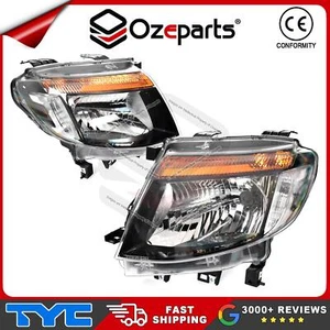 TYC Pair LH+RH Head Light Lamp Black For Ford Ranger PX 11~15 XL XLS Wildtrak - Picture 1 of 4
