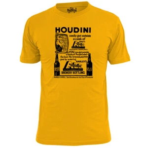 Mens Houdini Hanleys Vintage Poster T Shirt Magic Magician - Picture 1 of 3