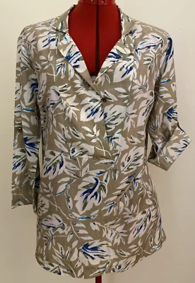 WINTERSILKS ТОП БЛУЗКА ~ XL ~ МНОГОЦВЕТНЫЙ ~ 3/4 ИЛИ КНОПКА ВКЛАДКА ДЛЯ КОРОТКОГО РУКАВА ~ V ШЕИ - Изображение 1 из 4