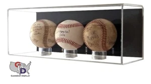 Estuche de exhibición de béisbol de montaje en pared de acrílico tres 3 MLB NCAA protección UV GameDay - Imagen 1 de 3
