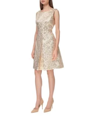 Vestido Dolce & Gabbana Beige/Dorado Floral Brocado Sin Mangas 42/US 6 Foto 1 de 4
