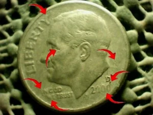 2000 D Roosevelt  Dime - Multiple Ob & RE Errors -Extremely Rare One Of A Kind - Picture 1 of 2