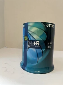 TDK DVD + R Recordable 1-16x 4.7GB 100 PACK Spindle SEALED NEW! - Picture 1 of 8