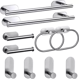 Bathroom Hardware Set, Self Adhesive Bathroom Accessories Set Stainless Steel, I - Picture 1 of 12