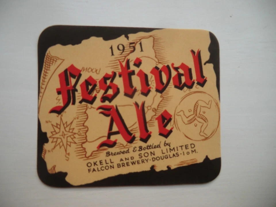 OKELL DOUGLAS I OF W 1951 FESTIVAL ALE BREWERY BEER BOTTLE LABEL - Image 1 of 1