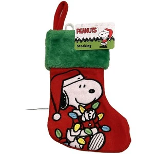 "Medias de Navidad Snoopy Peanuts 6"" rojas con luces verdes decorativas bordadas" - Imagen 1 de 9