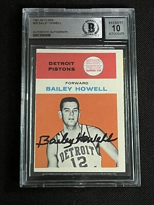 HOF BAILEY HOWELL 1961-62 FLEER ROOKIE SIGNED AUTOGRAPHED CARD BAS GEM MINT 10 - Image 1 of 2