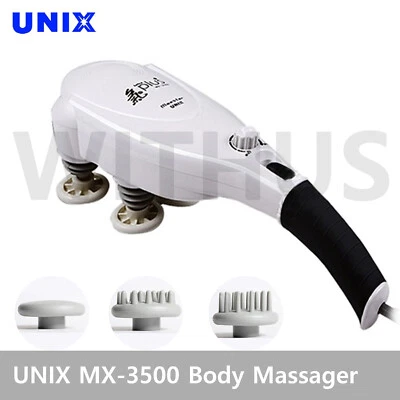 UNIX MX-3500 Multi Purpose Handheld Body Massager 4 Heads 3 Kinds Head Caps_ - Image 1 of 4