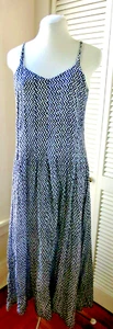 Anokhi Size 8 Made In India Vertical ZigZag Printed Maxi Sundress Blue 100% Ctn - Picture 1 of 5