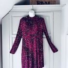 New Look Knee Length Dress Size 16 Pink Empire Waist Animal Print Workwear