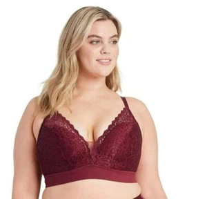 NWT Auden Lace Bralette Bra Lightly Lined Padded Burgundy Size 3X - Picture 1 of 6