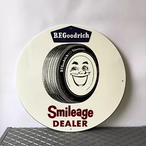 Letrero vintage de distribuidor B.F. Goodrich Smileage • Letrero de garaje para neumáticos • 19,7" (50 cm) - Imagen 1 de 8