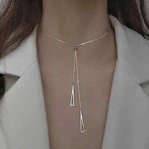 Sterling silver Geometric triangle pendant necklace - Picture 1 of 9