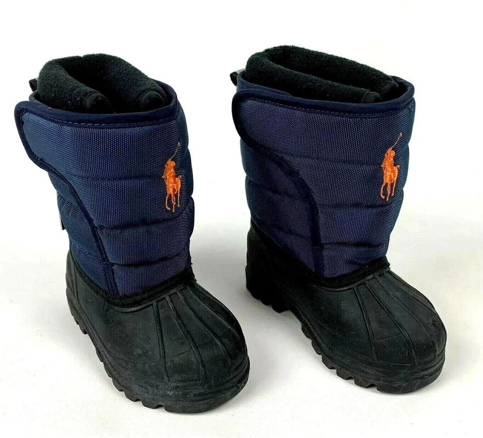 Polo Ralph Lauren Niños Pequeños 5 Botas Azul Marino Nieve Hinchada Impermeable Cálido Nuevo Foto 1 de 4