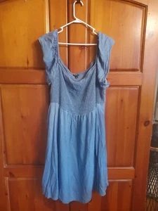 Torrid Jean  Dress Womens 4X Blue  Smocked Skater Pockets - Picture 1 of 5