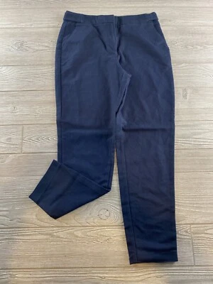 Pantalones chinos Mango Basics para mujer talla 2 azul marino pierna recta tobillo frente plano Foto 1 de 4