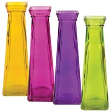 7-3/4" Tapered Glass Bud Vase - Red,Pink,Orange,Green,Purple BOGO 50% OFF