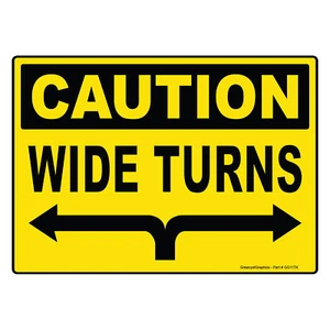 Caution Wide Turns Sign Vinyl Sticker Trailer Label Rear Truck Decal 14" x 10" - Picture 1 of 3