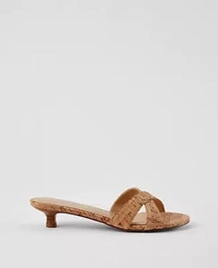 NEW $148 ANN TAYLOR cork kitten heel sandals mules slides shoes sz 8.5 - Picture 1 of 3